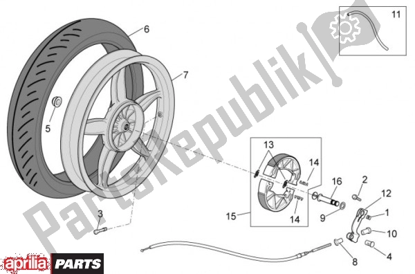 Alle onderdelen voor de Achterwiel van de Aprilia Scarabeo 4T 4V NET 73 50 2010