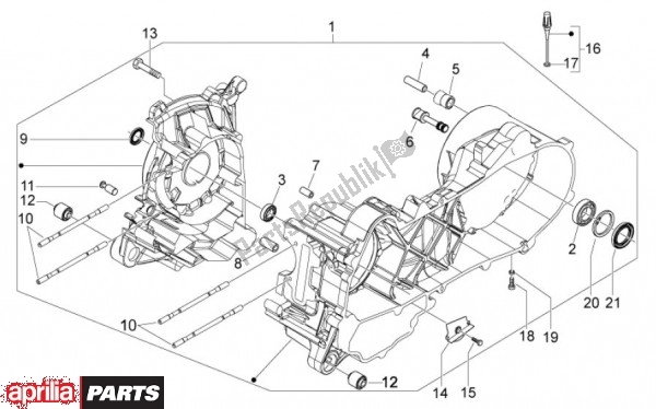 All parts for the Crankcase of the Aprilia Scarabeo 4T 4V NET 73 50 2010