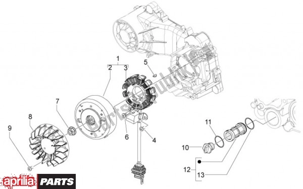 Alle onderdelen voor de Dynamo van de Aprilia Scarabeo 4T 4V NET 73 50 2010