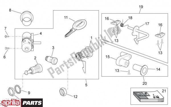 All parts for the Slotset of the Aprilia Scarabeo 4T 4V NET 73 50 2010