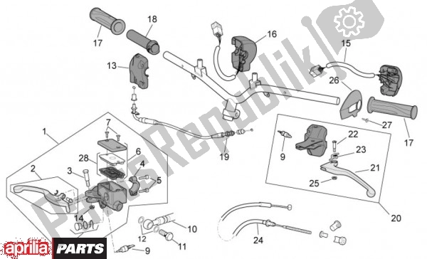 Alle onderdelen voor de Stuur Rechts Links van de Aprilia Scarabeo 4T 4V NET 73 50 2010