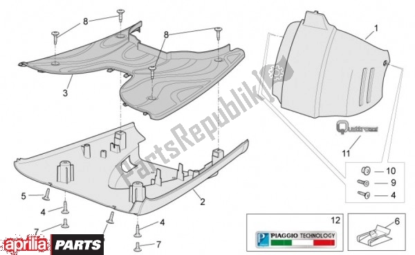 Toutes les pièces pour le Voetruimteafdekking du Aprilia Scarabeo 4T 4V NET 73 50 2010