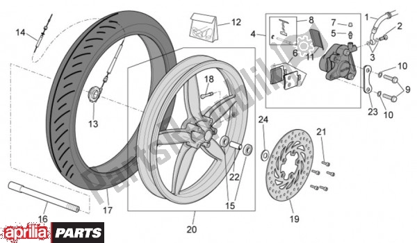 All parts for the Front Wheel of the Aprilia Scarabeo 4T 4V NET 73 50 2010