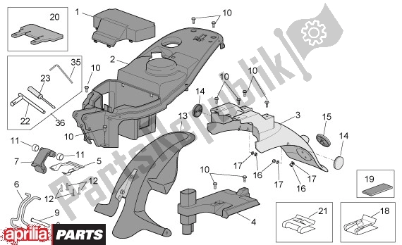 Alle onderdelen voor de Helmbak van de Aprilia Scarabeo 4T 565 50 2002 - 2006