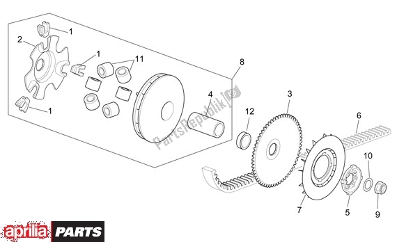 Todas las partes para Primaire Poelie de Aprilia Scarabeo 4T 565 50 2002 - 2006