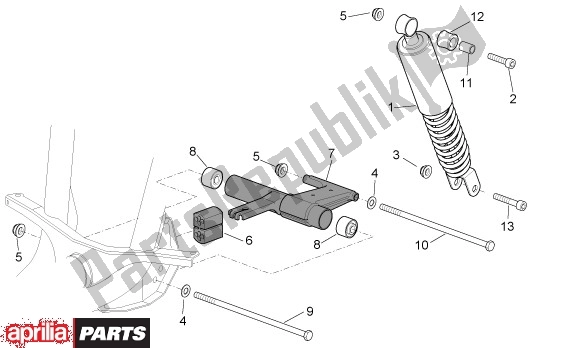 All parts for the Rear Shock Absorber of the Aprilia Scarabeo 4T 565 50 2002 - 2006