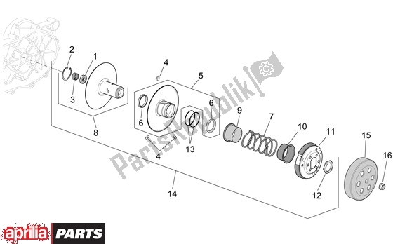 All parts for the Secundaire Poelie of the Aprilia Scarabeo 4T 565 50 2002 - 2006