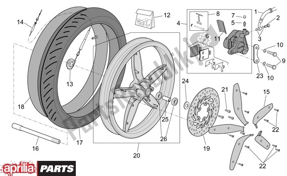 All parts for the Front Wheel of the Aprilia Scarabeo 4T 565 50 2002 - 2006