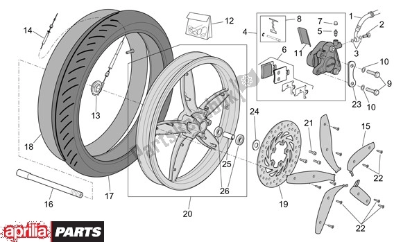 Todas as partes de Roda Da Frente do Aprilia Scarabeo 4T 565 50 2002 - 2006