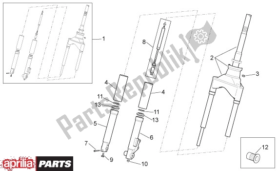 Alle Teile für das Voorwielvork des Aprilia Scarabeo 4T 565 50 2002 - 2006