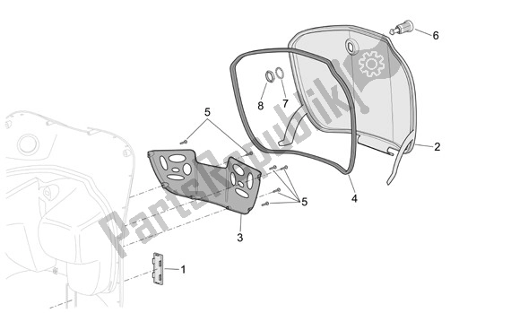 Alle onderdelen voor de Bagagevakklap van de Aprilia Scarabeo 4T Restyling 29 100 2006 - 2007