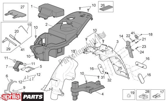 All parts for the Buddyseat Onderdverkleding of the Aprilia Scarabeo 4T Restyling 29 100 2006 - 2007