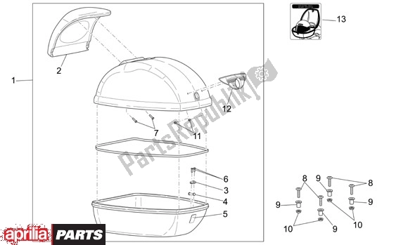 All parts for the Koffer of the Aprilia Scarabeo 4T Restyling 29 100 2006 - 2007