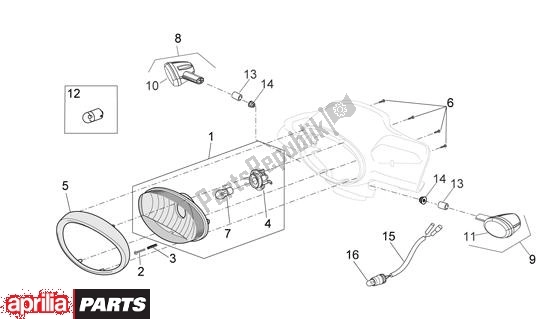 Tutte le parti per il Faro del Aprilia Scarabeo 4T Restyling 29 100 2006 - 2007