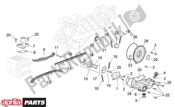 All parts for the Oil Pump of the Aprilia Scarabeo 4T Restyling 29 100 2006 - 2007