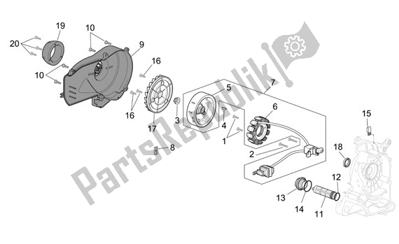 Tutte le parti per il Ontstekinggroep del Aprilia Scarabeo 4T Restyling 29 100 2006 - 2007