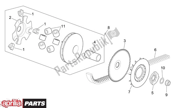 Toutes les pièces pour le Primaire Poelie du Aprilia Scarabeo 4T Restyling 29 100 2006 - 2007