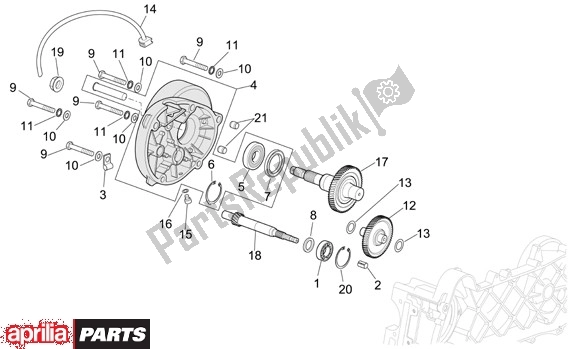 Alle onderdelen voor de Transmissie van de Aprilia Scarabeo 4T Restyling 29 100 2006 - 2007