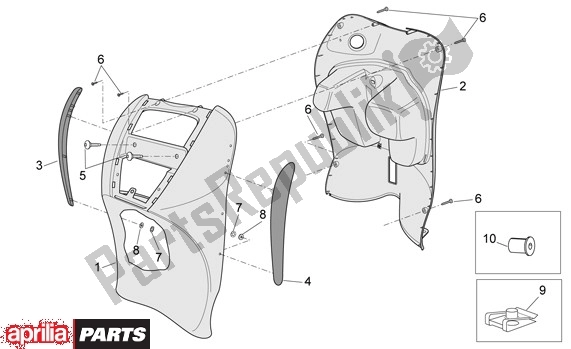 Alle onderdelen voor de Voorscherm van de Aprilia Scarabeo 4T Restyling 29 100 2006 - 2007