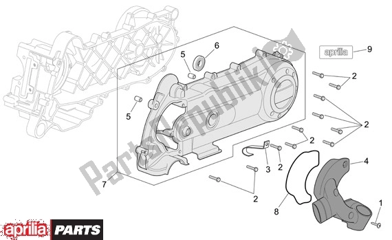 All parts for the Behuizingsdeksel of the Aprilia Scarabeo 4T Restyling 30 50 2006 - 2007