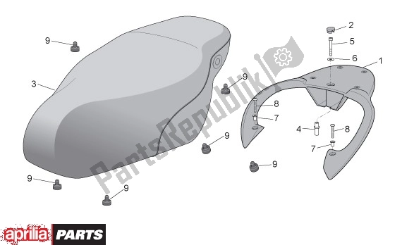 All parts for the Buddyseat of the Aprilia Scarabeo 4T Restyling 30 50 2006 - 2007