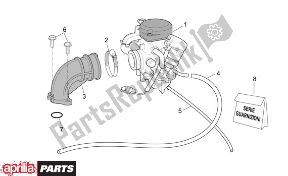 All parts for the Carburettor of the Aprilia Scarabeo 4T Restyling 30 50 2006 - 2007