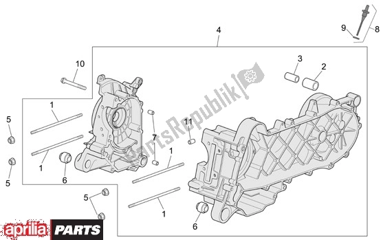 All parts for the Crankcase of the Aprilia Scarabeo 4T Restyling 30 50 2006 - 2007