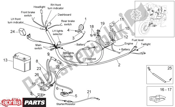 Toutes les pièces pour le Elektrische Installatie du Aprilia Scarabeo 4T Restyling 30 50 2006 - 2007