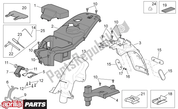 Alle onderdelen voor de Helmbak van de Aprilia Scarabeo 4T Restyling 30 50 2006 - 2007