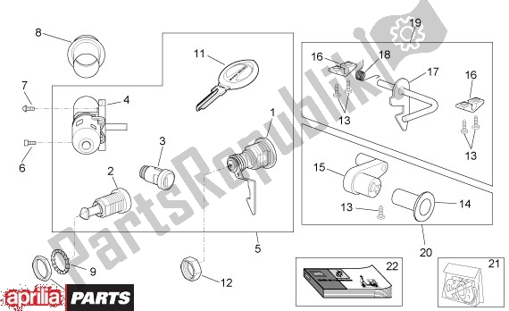 Todas as partes de Conjunto De Slots do Aprilia Scarabeo 4T Restyling 30 50 2006 - 2007