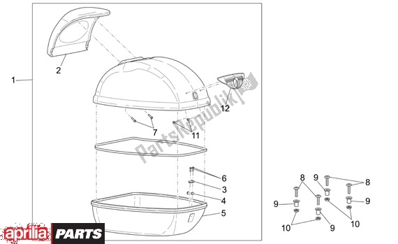 Toutes les pièces pour le Topkoffer Serie du Aprilia Scarabeo 4T Restyling 30 50 2006 - 2007