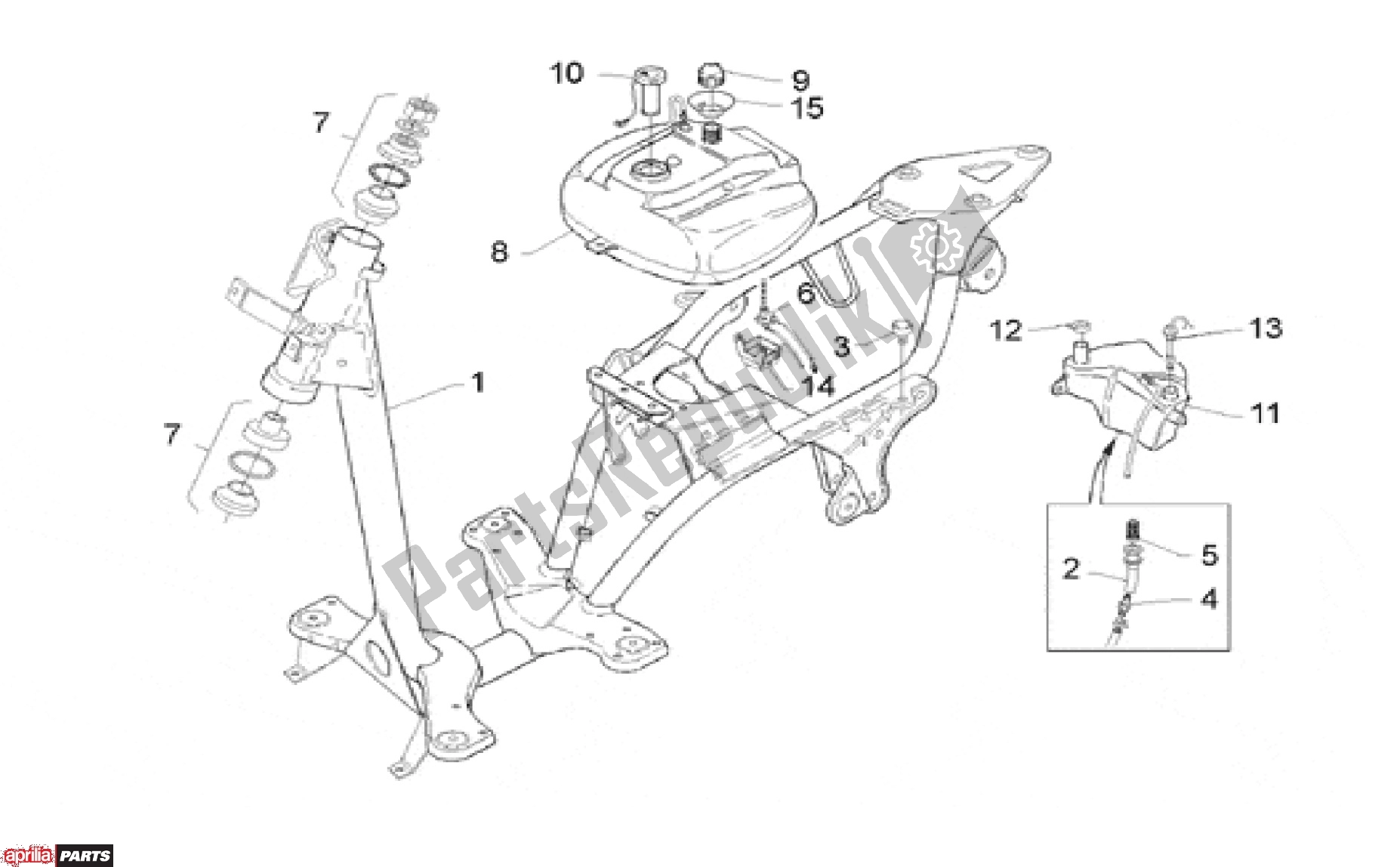 Todas as partes de Frame do Aprilia Scarabeo 507 1993 - 1997