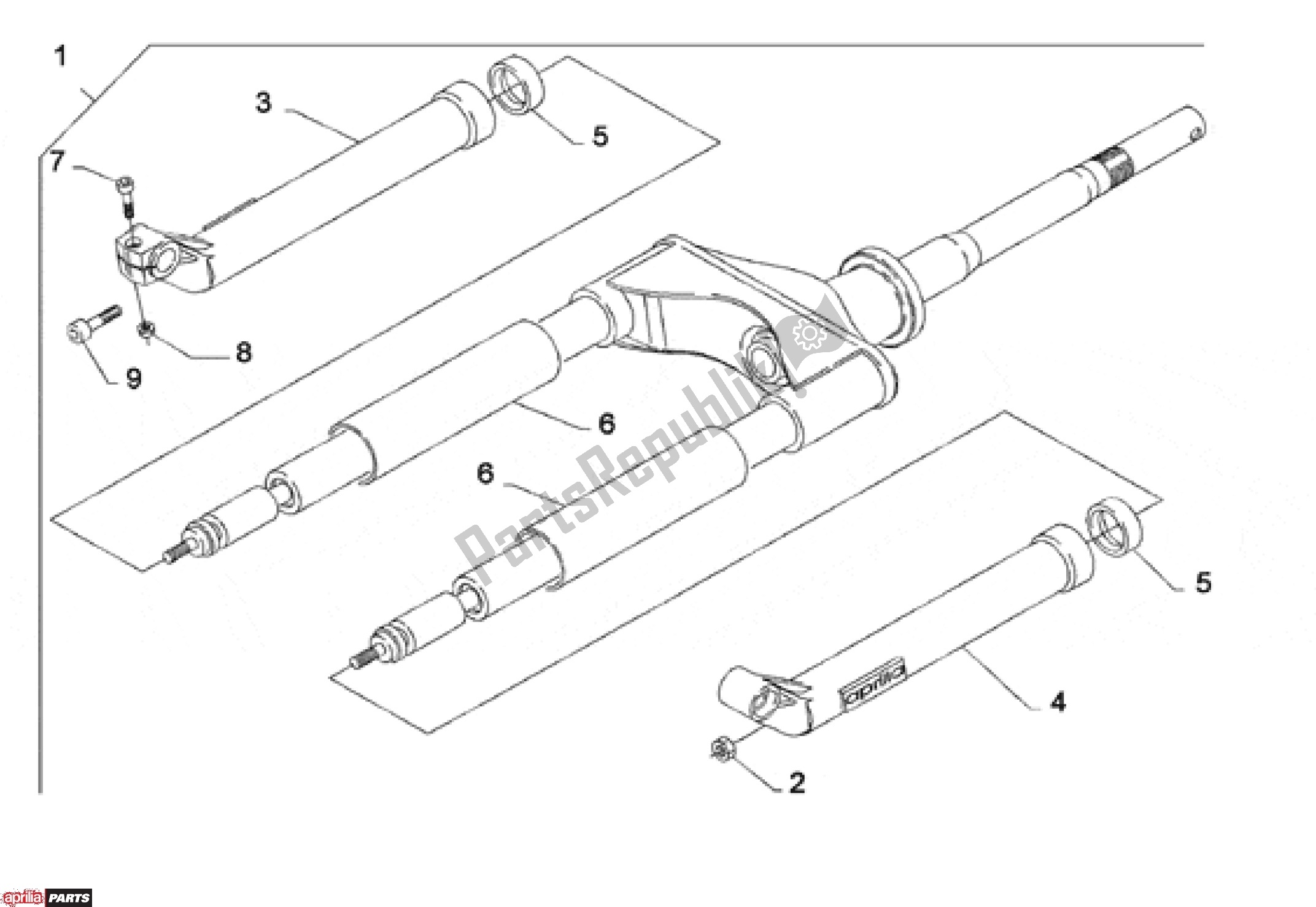 Alle onderdelen voor de Front Fork I van de Aprilia Scarabeo 507 1993 - 1997