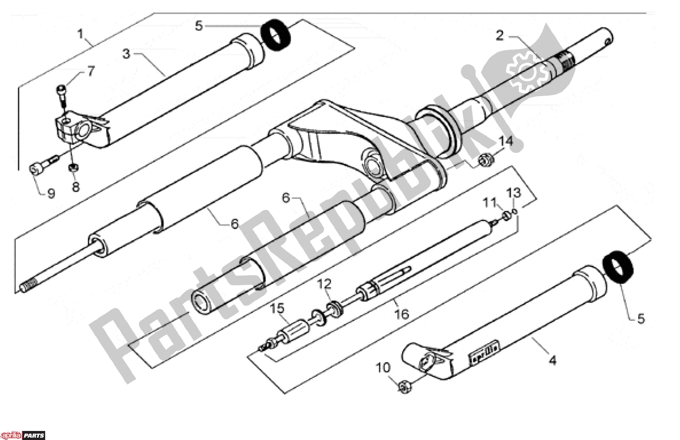 Alle onderdelen voor de Front Fork Ii van de Aprilia Scarabeo 507 1993 - 1997