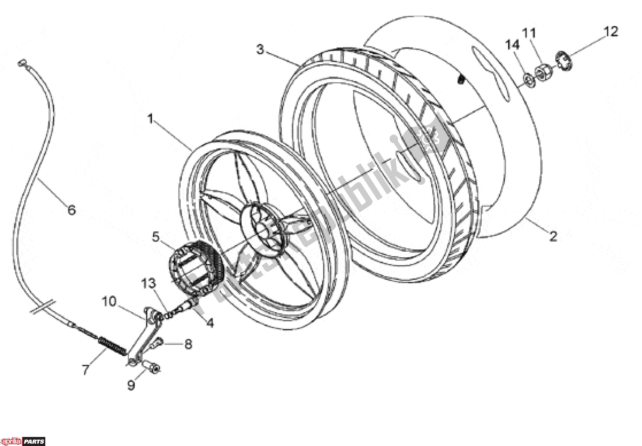 Alle Teile für das Rear Wheel des Aprilia Scarabeo 507 1993 - 1997