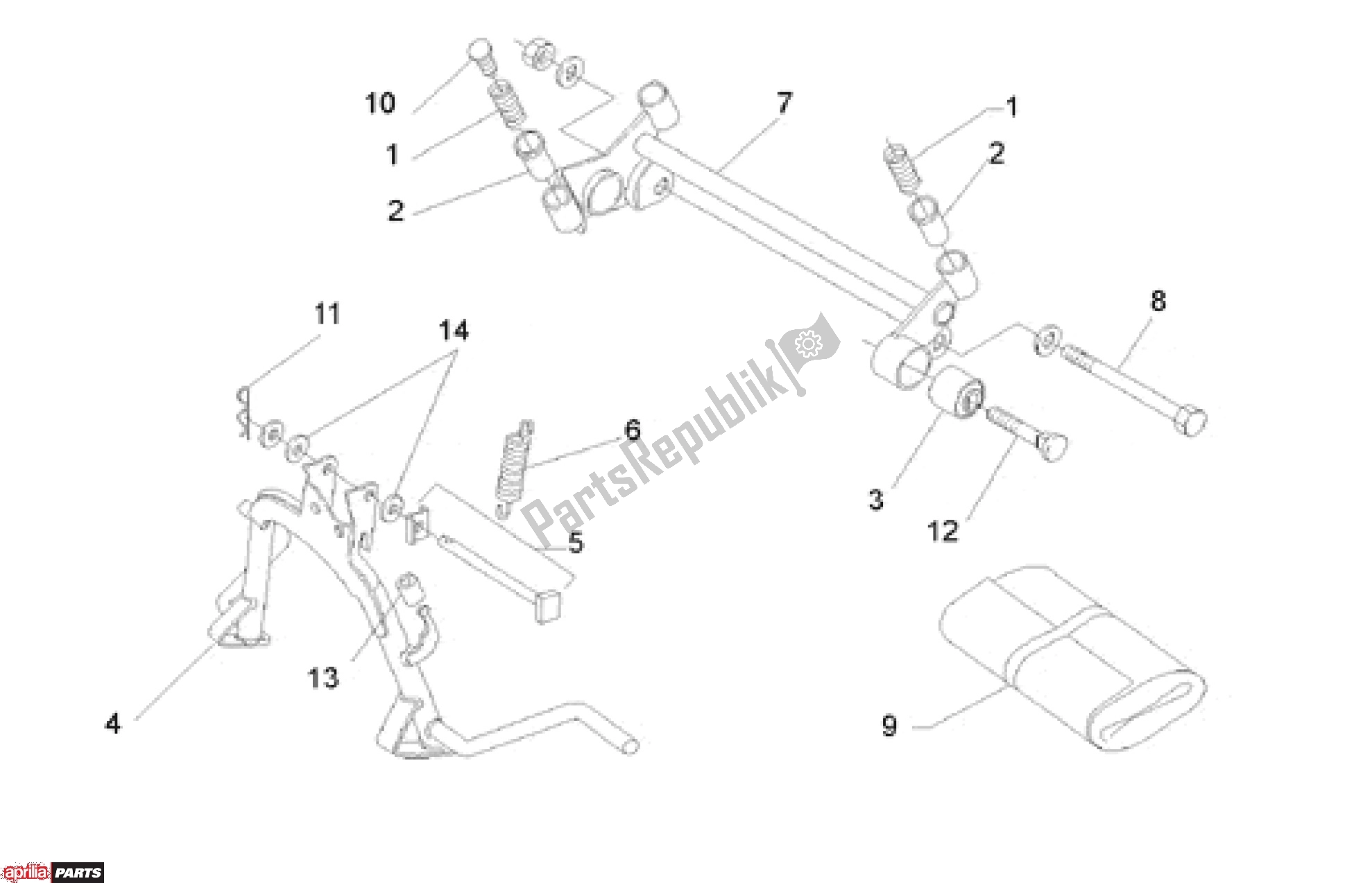 All parts for the Stand of the Aprilia Scarabeo 507 1993 - 1997