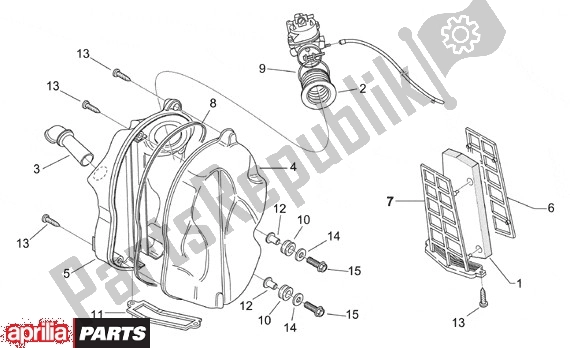 All parts for the Filterhuis of the Aprilia Scarabeo 7 50 1998