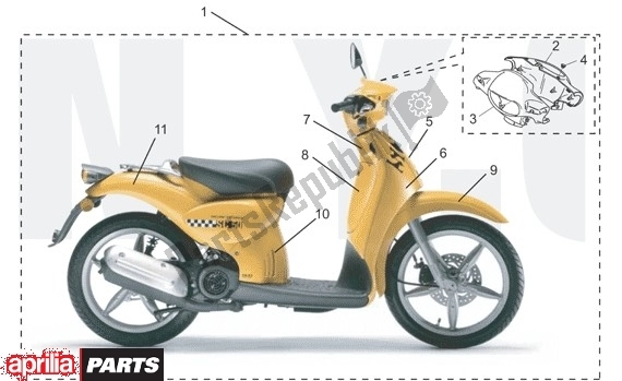 Todas as partes de Verkledingsdelen do Aprilia Scarabeo 8 50 1999