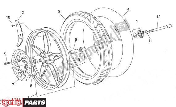 All parts for the Front Wheel of the Aprilia Scarabeo 8 50 1999