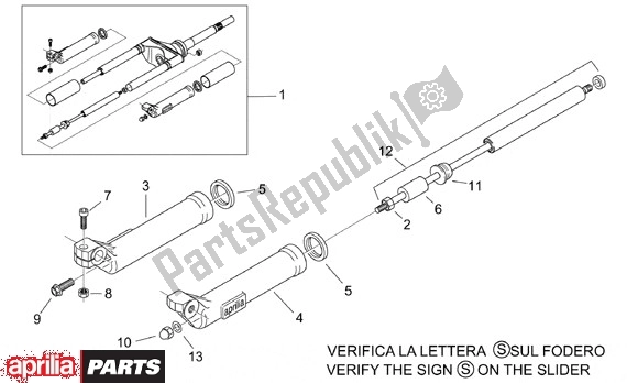 All parts for the Voorwielvork of the Aprilia Scarabeo 8 50 1999