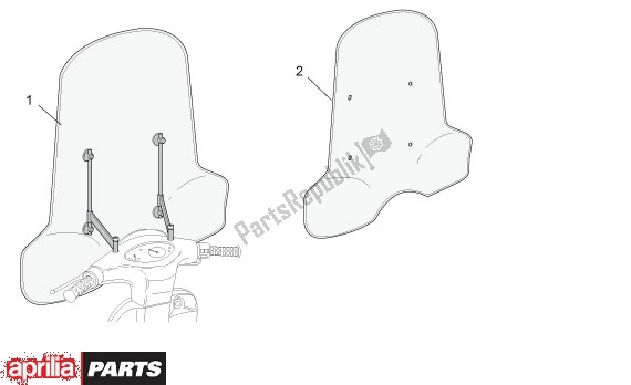 All parts for the Wind Screen of the Aprilia Scarabeo 8 50 1999