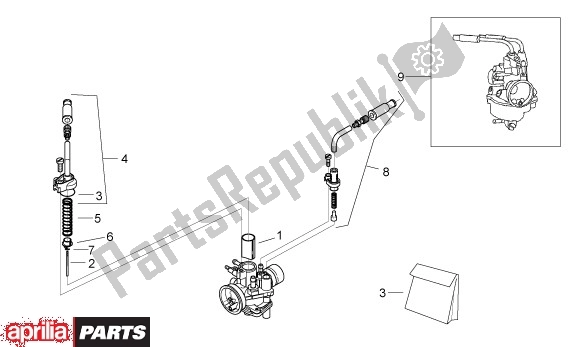 All parts for the Carburettor of the Aprilia Scarabeo 540 50 2000 - 2005