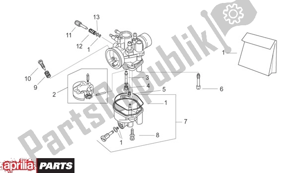 Todas as partes de Carburateurcomponenten do Aprilia Scarabeo 540 50 2000 - 2005