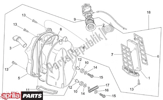 Alle Teile für das Filterhuis des Aprilia Scarabeo 540 50 2000 - 2005