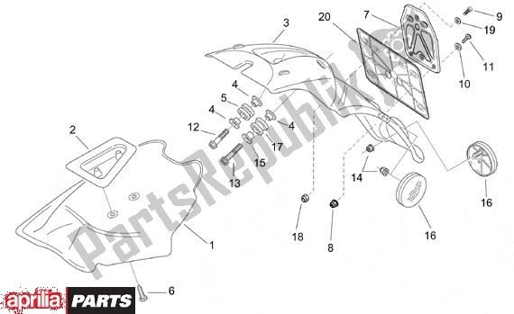 All parts for the Kentekenplaat Houder of the Aprilia Scarabeo 540 50 2000 - 2005