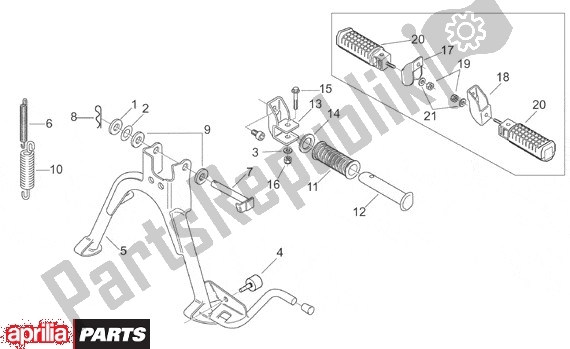 All parts for the Center Stand of the Aprilia Scarabeo 540 50 2000 - 2005