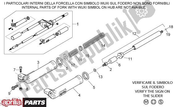 All parts for the Voorwielvork Ii of the Aprilia Scarabeo 540 50 2000 - 2005