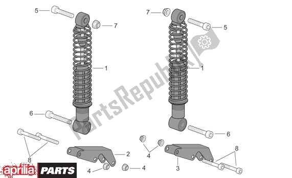 Tutte le parti per il Sollevatore Posteriore del Aprilia Scarabeo 681 500 2003 - 2006