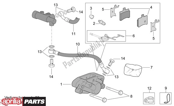 All parts for the Achterwielremklauw of the Aprilia Scarabeo 681 500 2003 - 2006