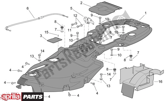 All parts for the Buddyseat Onderdverkleding of the Aprilia Scarabeo 681 500 2003 - 2006